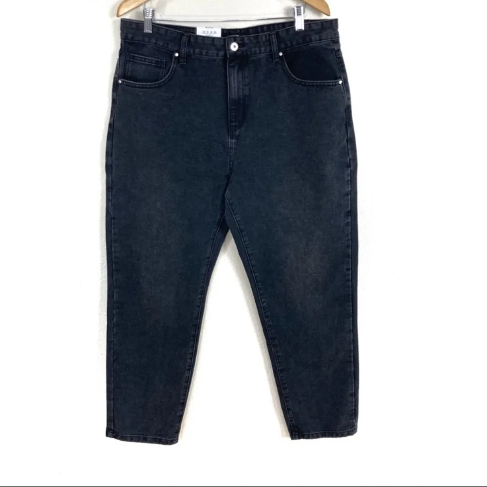 Cotton On Mom Jeans Stonewashed Black High Rise Denim Women’s‎ sz 14 NWT